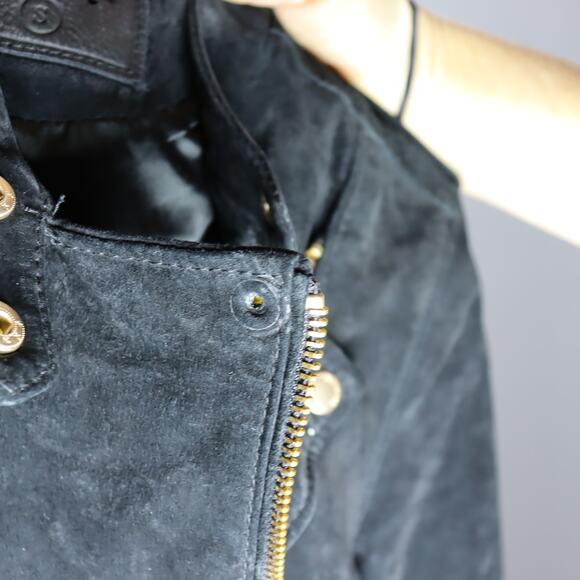 Blank NYC Black Suede Moto Jacket Size Small Missing One Snap - Picture 4 of 5